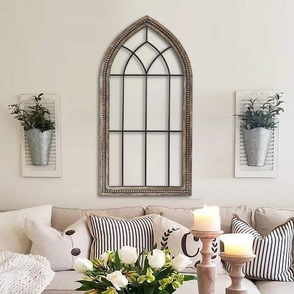 LuxenHome Wood Metal Cathedral Wall Decor WHA799