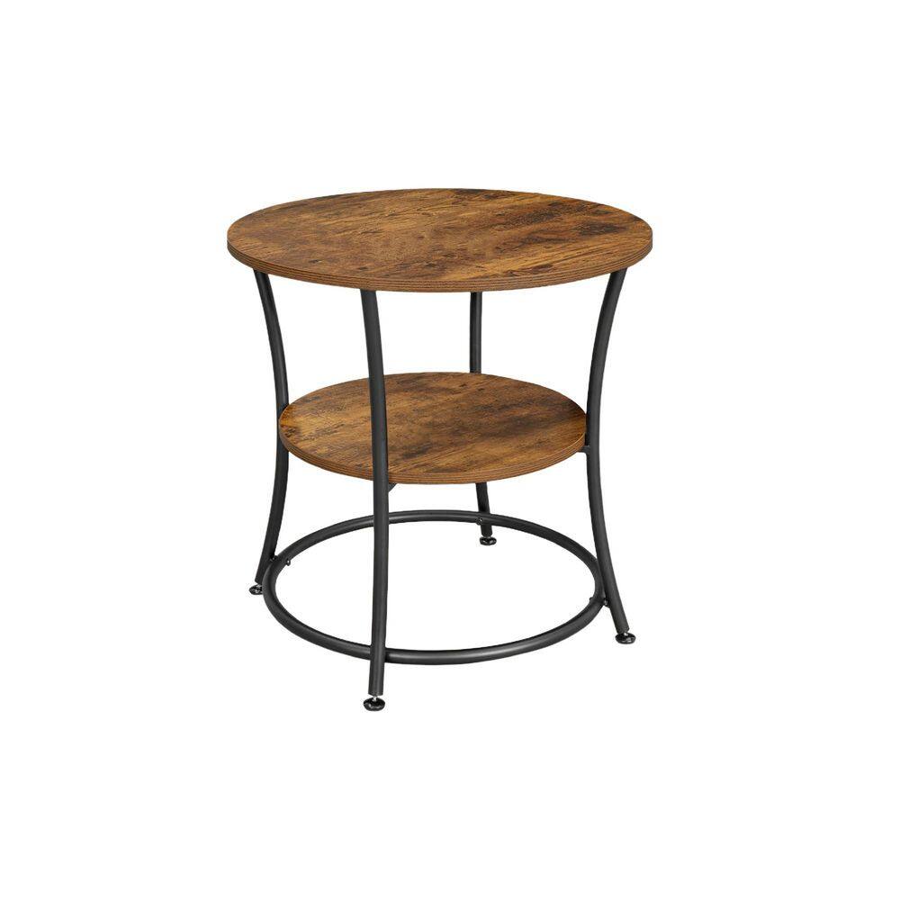 Round End Table with 2 Storage Shelves Rustic Brown and Ink Black price history on PriceWatchPro
