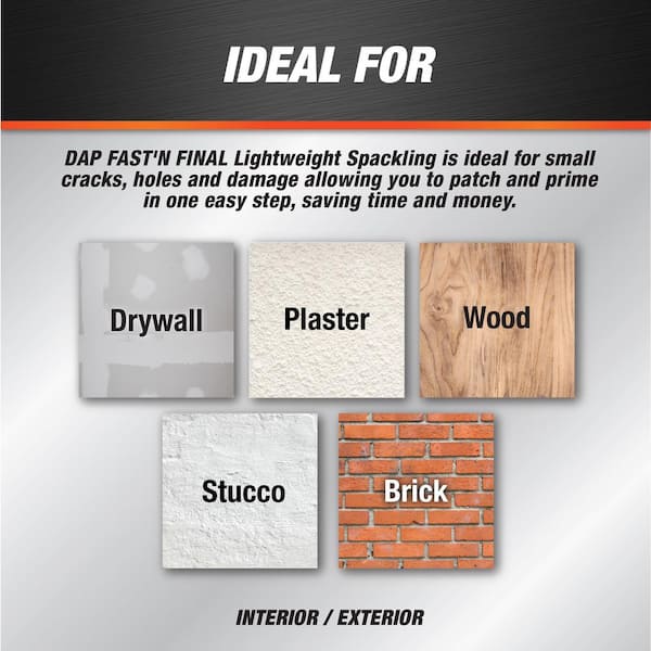 DAP Fast 'N Final 16 oz. White Lightweight Spackling DAP Fast 'N Final 16 oz. White Lightweight Spackling