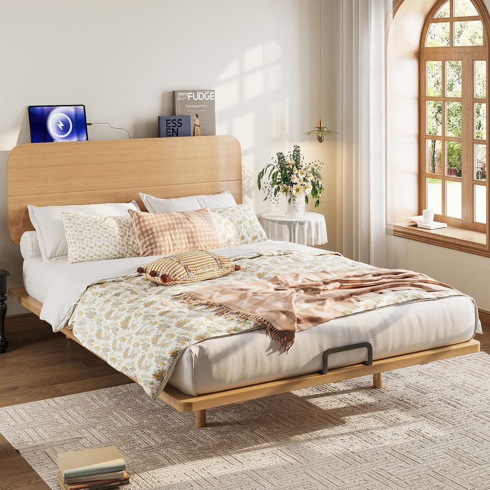 Harper & Bright Designs Natural Brown Solid Bamboo Wood Frame