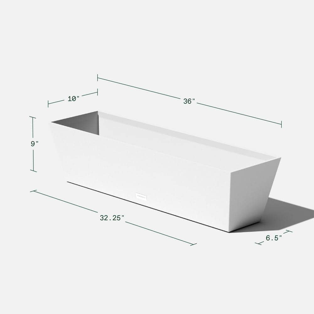White 36" Recycled Plastic Indoor/Outdoor Window Box Planter