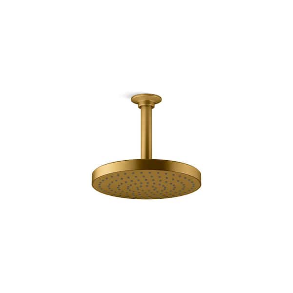 KOHLER Awaken 1-Spray Patterns 2.5 GPM 7.875 in. Ceiling Mount Fixed Shower Head in Vibrant Brushed Moderne Brass