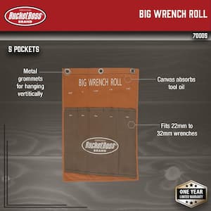 14 in. Big Wrench Tool Roll with 5 Tool Bag Storage Pockets