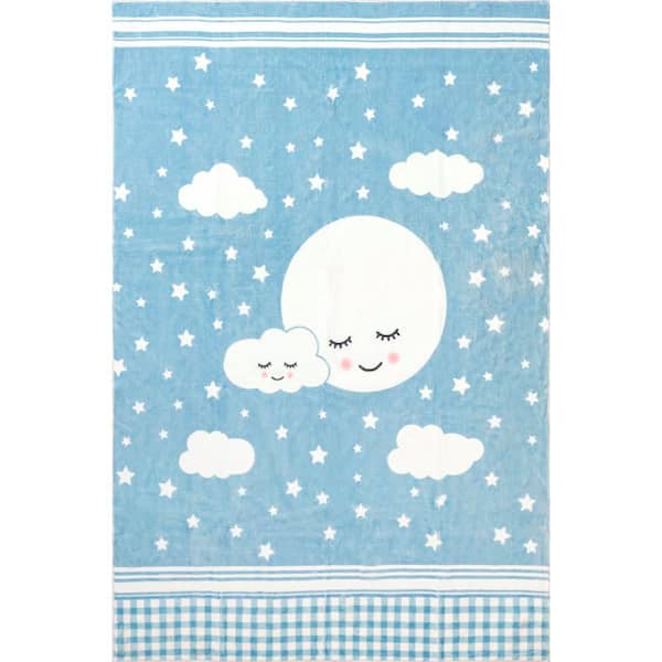 8 ft. x 10 ft. Blue Peaceful Night Machine Washable Kids Area Rug