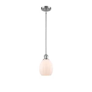 Eaton 60-Watt 1-Light Polished Chrome Shaded Mini Pendant Light with Frosted Glass Shade