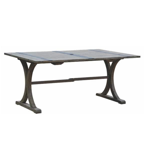 Courtyard Casual Mojave Dining Table with 2 folding Side Leaves Eucalyptus Top and Legs Aluminium Tube Cross Bar