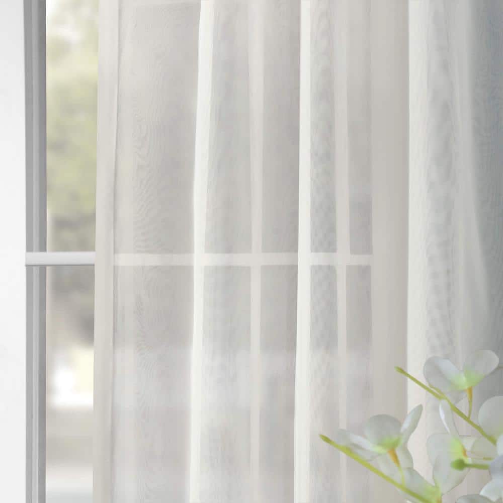 Off White Double Layered Sheer Polyester Curtain Panel 50 x 96
