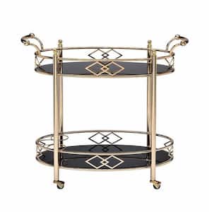 Gold and Black Glass Kitchen Serving Cart