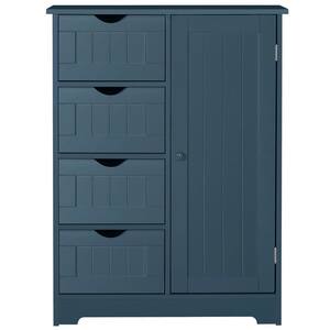 23.6 in. W x 11.8 in. D x 31.6 in. H Blue Freestanding Linen Cabinet with Drawers and Shelves in Blue