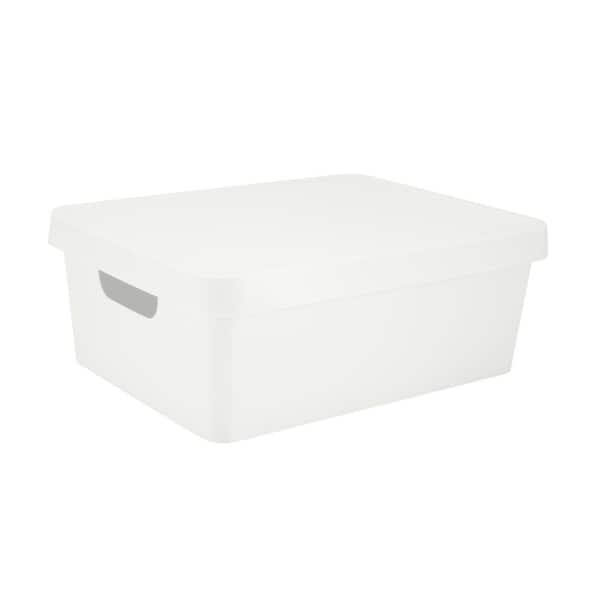 SIMPLIFY Medium Vinto 5.43 in. H x 14.57 in. W Storage Box with Lid in White