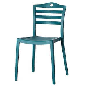 Blue Modern Plastic Dining Chair with Ladderback Design