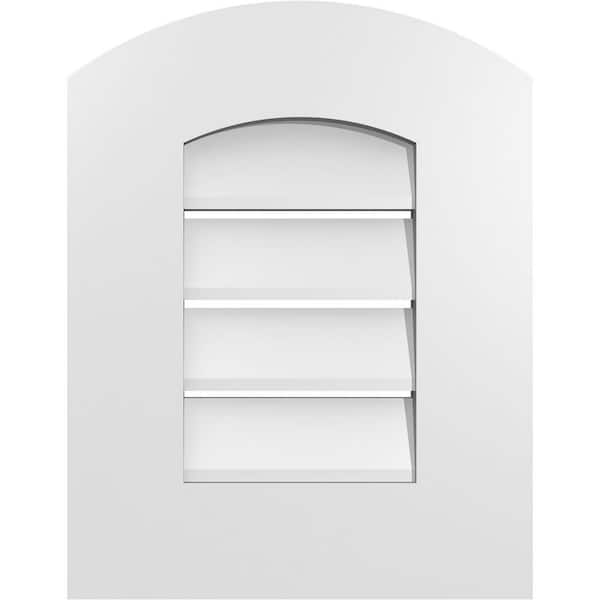 Ekena Millwork 14 in. x 16 in. Arch Top Surface Mount PVC Gable Vent: Decorative with Standard Frame