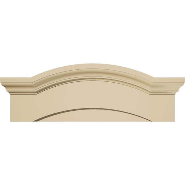 30 in. W x 10-1/2 in. H x 3 in. P Eyebrow Signature Urethane Pediment, Primed Tan
