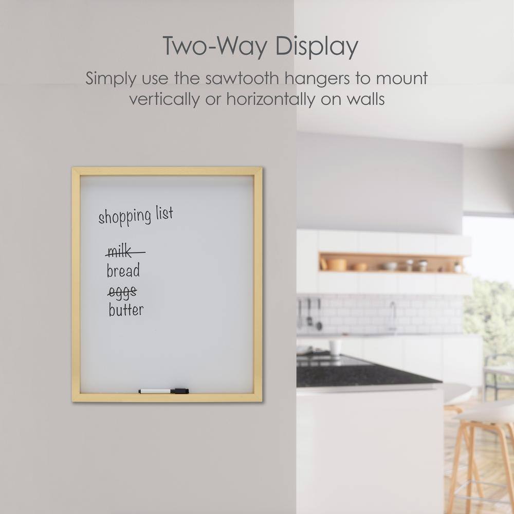Gold Framed Dry Erase Whiteboard with Marker, 21x17