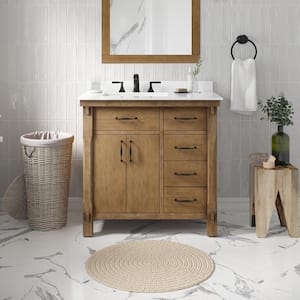 Bellington 36 in. W x 22 in. D x 34 in. H Single Sink Bath Vanity in Almond Toffee with White Engineered Stone Top