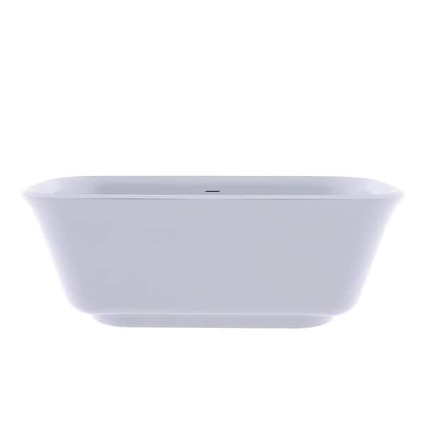 67 in. x 31.5 in. Acrylic Freestanding Flatbottom Soaking Bathtub in White