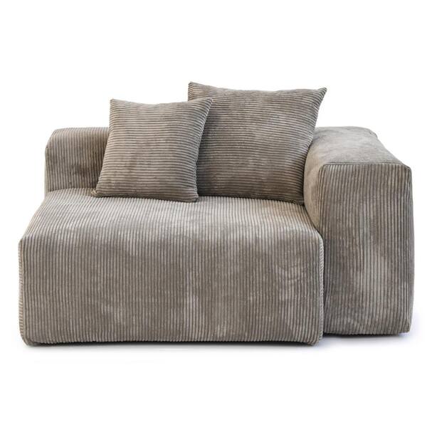 J&E Home 141 in. W Square Arm Corduroy Velvet 6-Seats