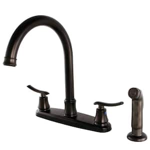 Euro 2-Handle Standard Kitchen Faucet with Side Sprayer in Oil Rubbed Bronze