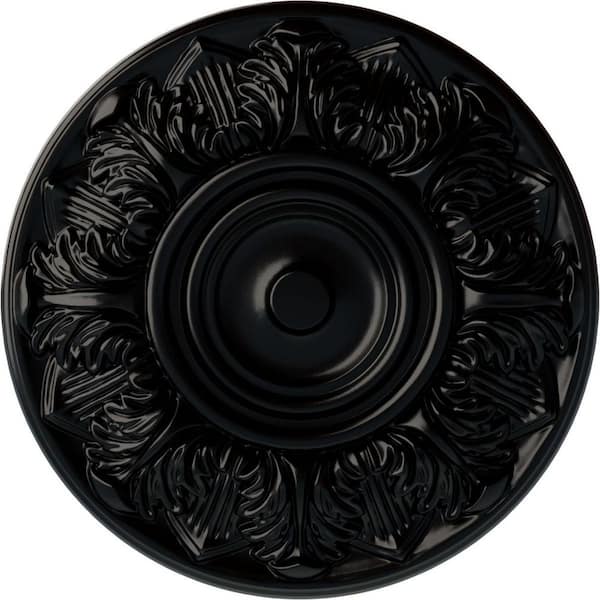 1-3/8" x 13" x 13" Polyurethane Whitman Ceiling Medallion, Hand-Painted Jet Black
