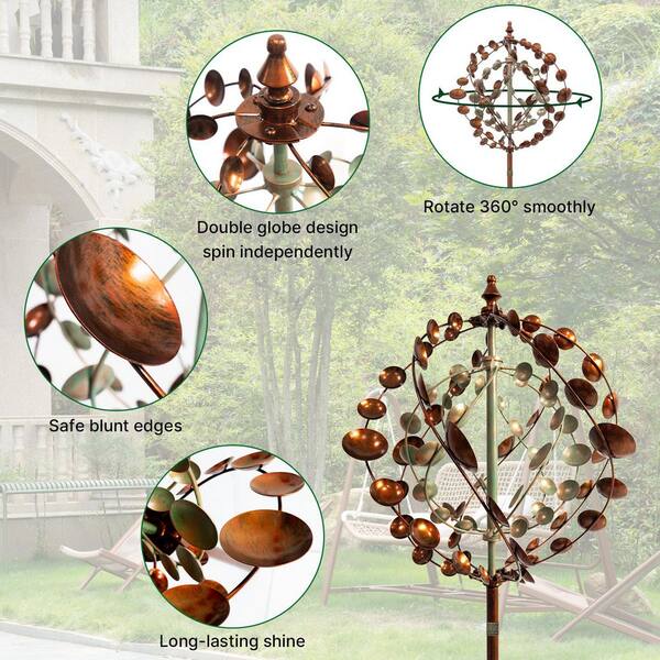 ゴンドラオブジェ Kinetic Wind Sculptures 75 in. H Metal 3D Glode Wind Spinner with