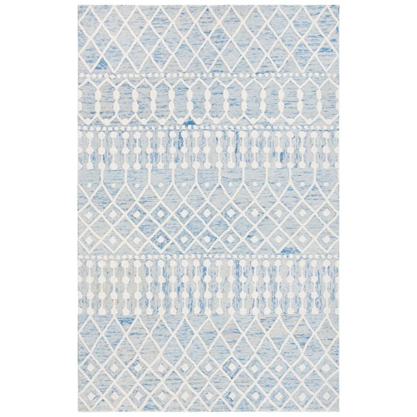 SAFAVIEH Blossom Blue/Ivory 5 ft. x 8 ft. Geometric Aztec Area Rug