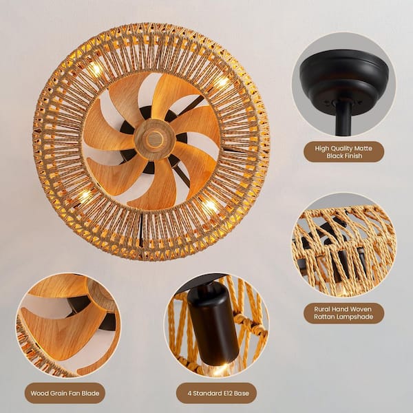 Pacific Core 20 in. Farmhouse Round Ceiling Fan, Indoor Downrod