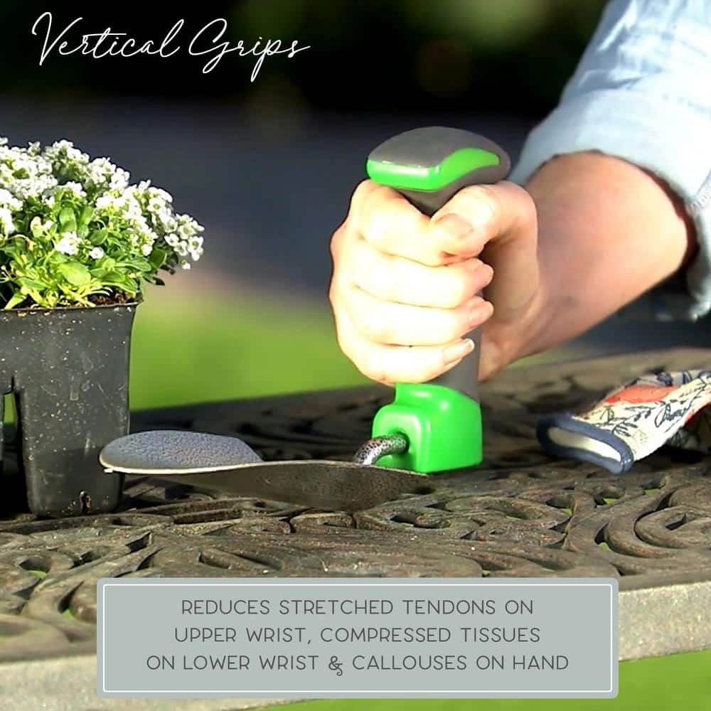 Ergonomic Green and Gray 3-Piece Garden Tool Set