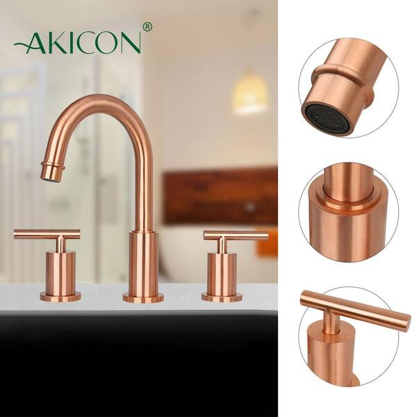 Akicon 8 in. Widespread 2-Handle Mid-Arc Bathroom Faucet in