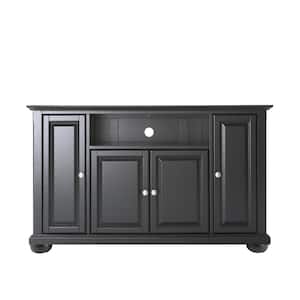 Alexandria 48 in. Black Wood TV Stand Fits TVs Up to 50 in. with Storage Doors
