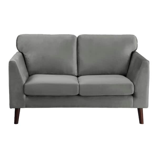 EVERGLADE HOME Mendon 58 in. Square Arm Velvet Straight in Gray