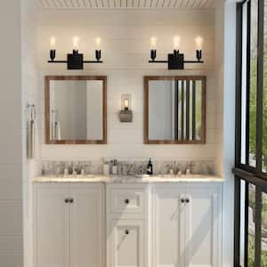 16 in. 3-Light Industrial Iron Bathroom Light Fixtures,Black Vanity Light with Painted Matte