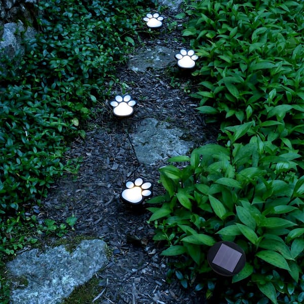 Solar Powered Paw Print Pathway Lights (4 lights)