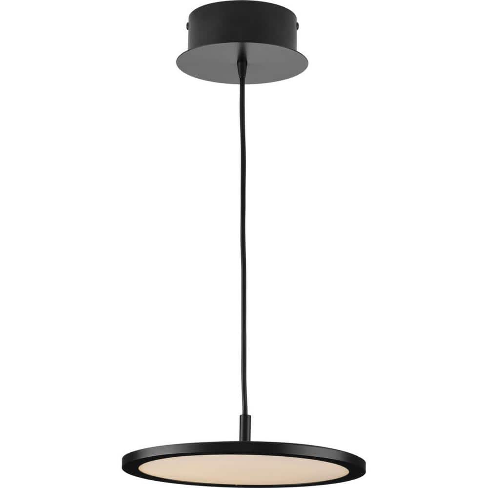 Everlume 11" Matte Black Modern LED Pendant with Edge-Lit Diffuser