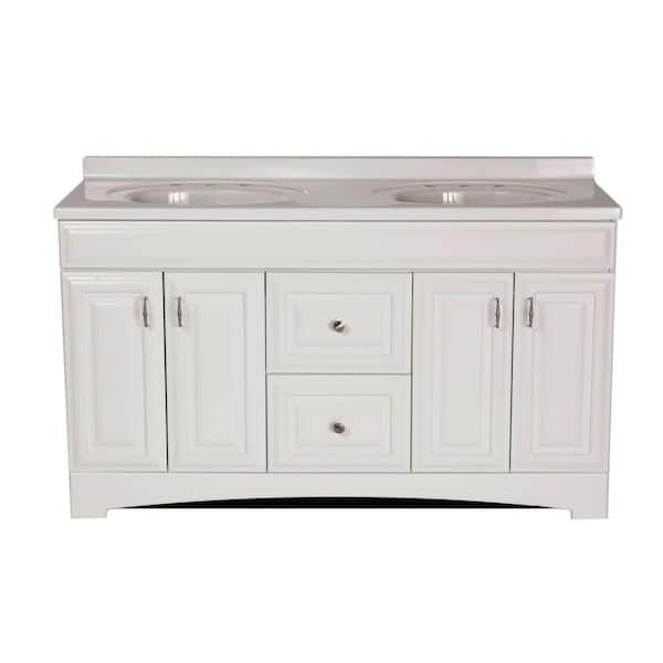 St. Paul Providence 60 in. Vanity in White with Cultured Marble Vanity Top in White