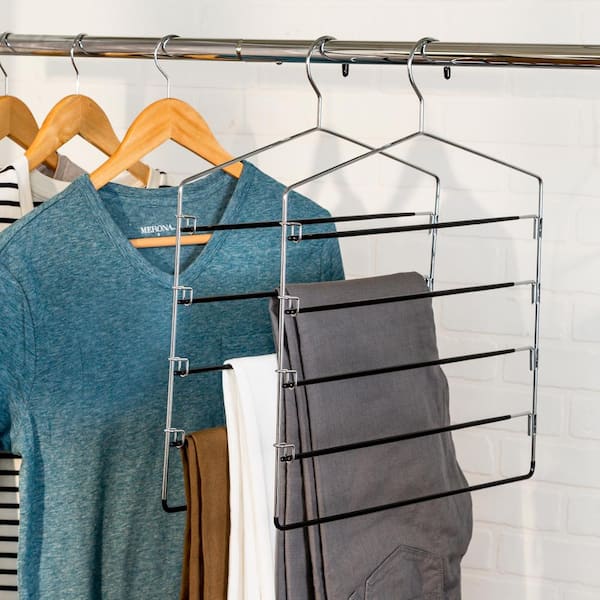 100 12 Inch Retail Plastic Clothes Pant Hangers Snap Lock Pants Skirt Flexiable 