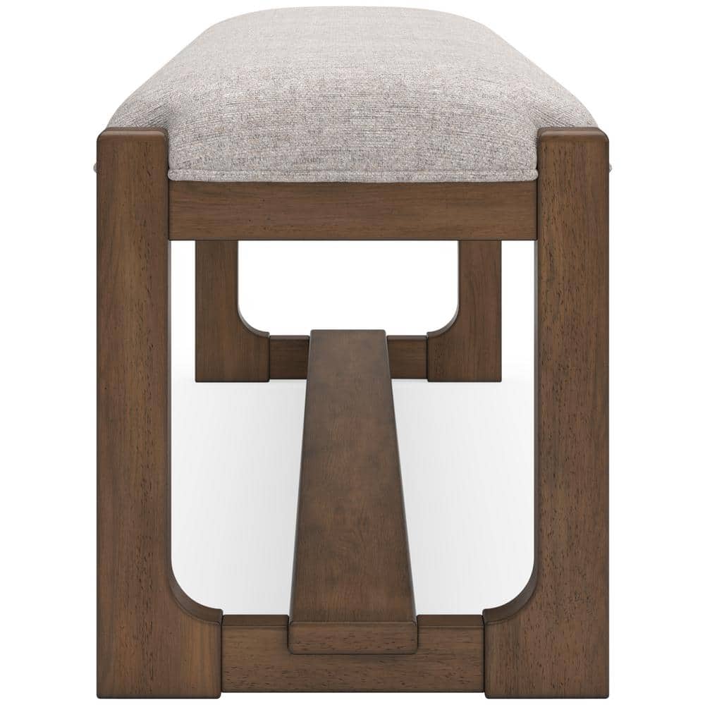 Cabalynn Light Brown Upholstered Dining Bench with Hardwood Frame