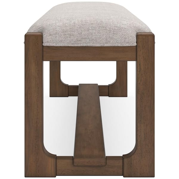 Cabalynn Casual Beige / Light Brown Polyester 64 in. Trestle Base Dining Table Bench without Back Seats 3