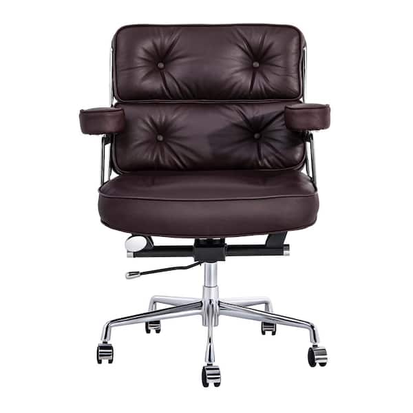 Unbranded Modern Rotary Lift Adjustable Office Chair Genuine Leather