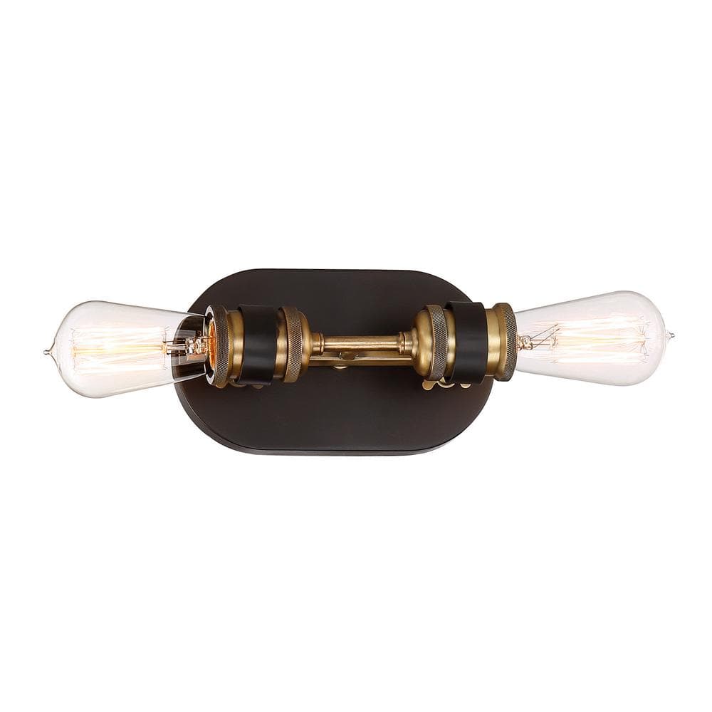 Vintage Bronze Industrial Bathroom Sconce with Brass Accents
