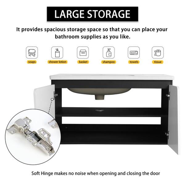 FAMYYT 36 in. W x 19.9 in. D x 20.1 in. H Single Sink Floating