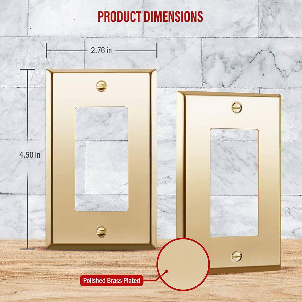 Polished Brass 1-Gang Rocker Wall Plate Set of 3