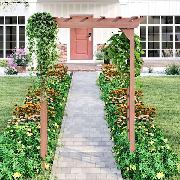 Runesay 63 '' x 85.5'' Dark Brown Wood Garden Trellis for Plant Climbing,  Wedding Ceremony F1803-155 - The Home Depot