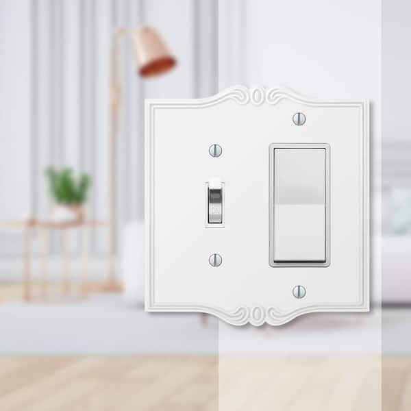 Charleston 2 Gang 1-Toggle and 1-Rocker Composite Wall Plate - White
