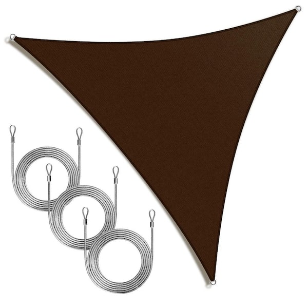 AMGO 12 ft. x 12 ft. x 12 ft. Triangle Sun Shade Sail with Rope-Brown