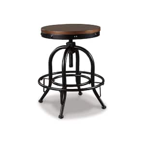 24 in. Black and Brown Backless Metal Frame Counter stool with Wooden Seat (Set of 2)