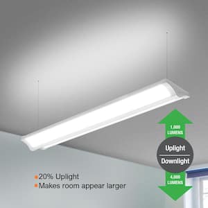 4 ft. 5000 Lumens Commercial Integrated LED White Direct Indirect Wraparound Light with Uplight Feature 4000K
