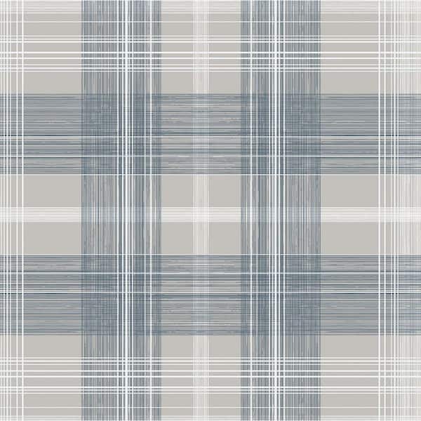 17.08 sq. ft. Argos Grey and Blue Crossroads Plaid Vinyl Peel and Stick Wallpaper Roll