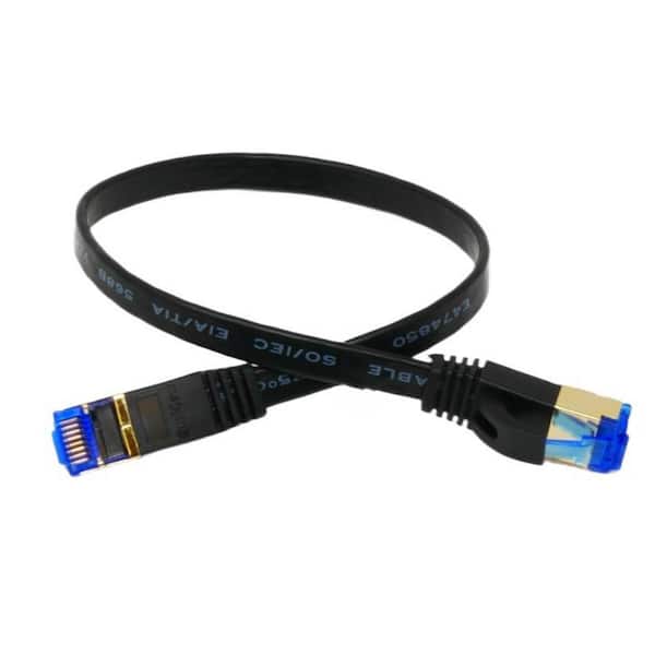 QualGear 1 ft. CAT 7 Flat High-Speed Ethernet Cable - Black