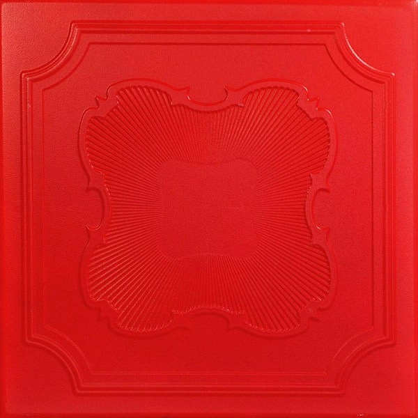 A La Maison Ceilings Coronado Red 1.6 ft. x 1.6 ft. Decorative Foam Glue Up Ceiling Tile (21.6 sq. ft./case)
