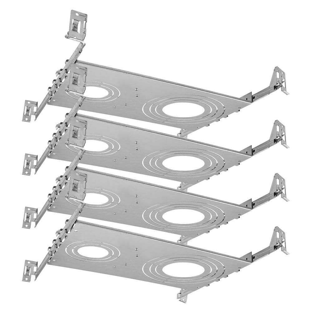 New Construction Mounting Plate 2-3-4-5-6 in. 7 Cutout Sizes Galvanized Steel Recessed Lighting Shallow Housing 4-Pack price history on PriceWatchPro